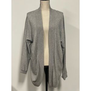 Solutions Open Front Long Sleeve Split Back Cardigan Gray Size M